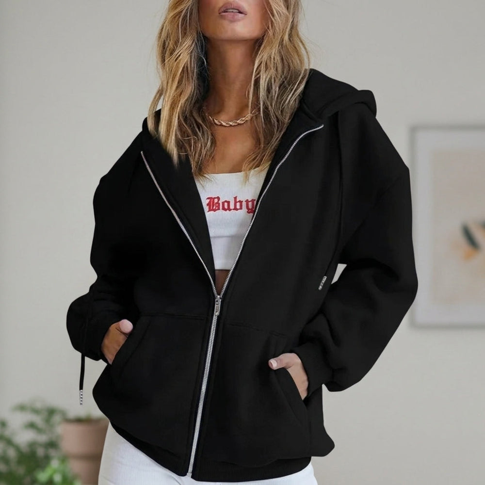 Women's Zip-Up Fleece Hoodie, Oversized Cozy Sweatshirt