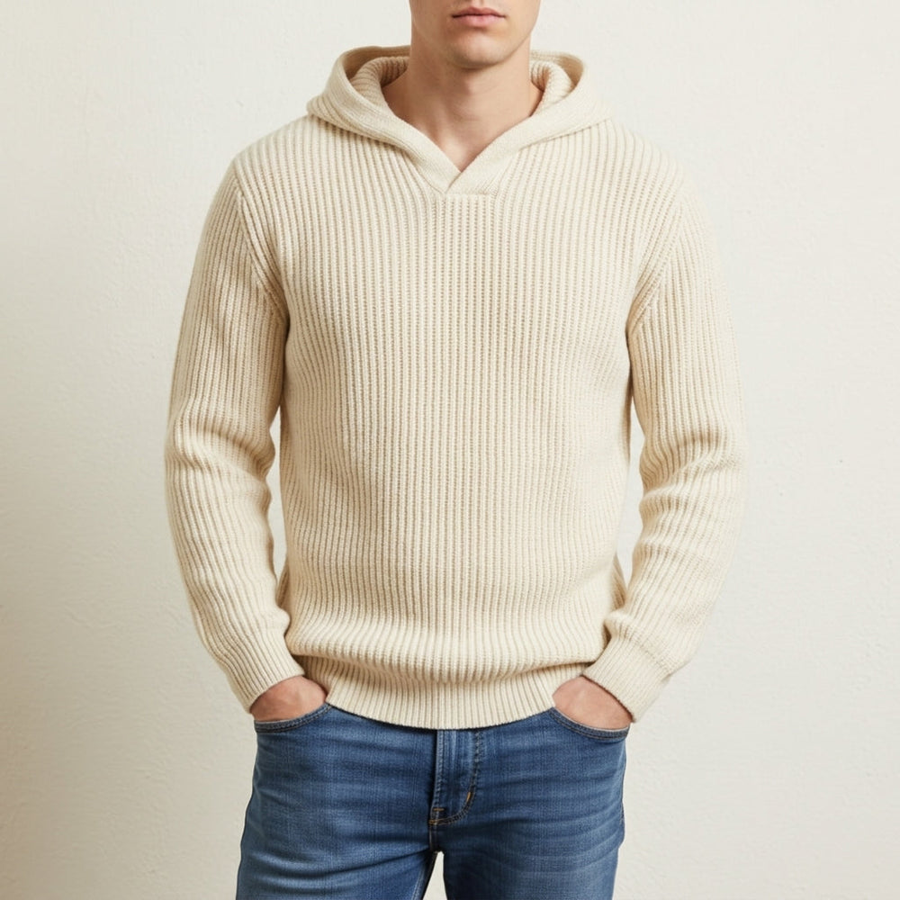 Men's Ribbed Oversized Hoodie, Cozy Winter Sweatshirt