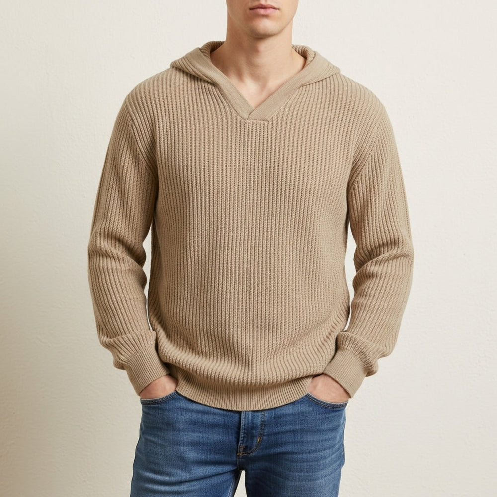 Men's Ribbed Oversized Hoodie, Cozy Winter Sweatshirt