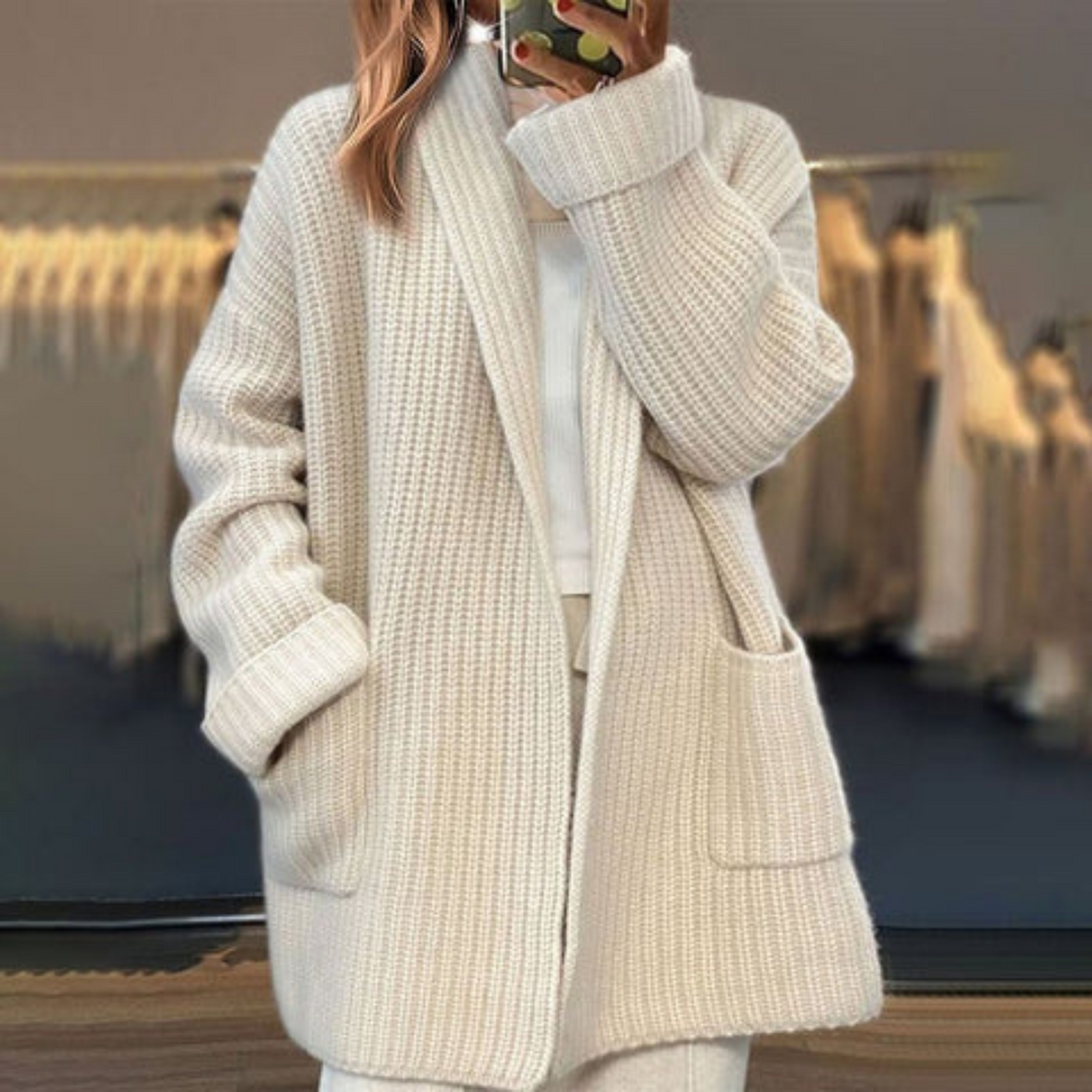 Women's Relaxed Open-Front Cardigan, Oversized Winter Cardigan