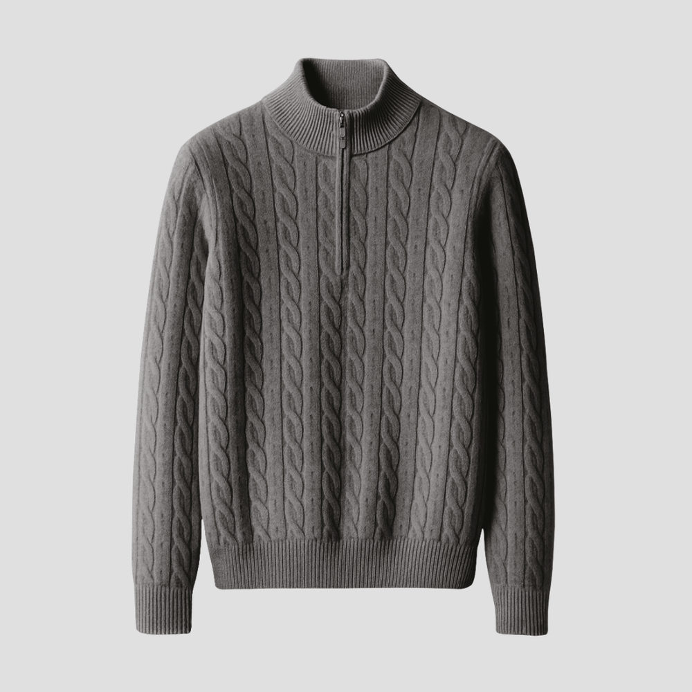 Men's Half-Zip Knit-Blend Quarter-Zip Sweater, Oversized Winter Ribbed Pullover