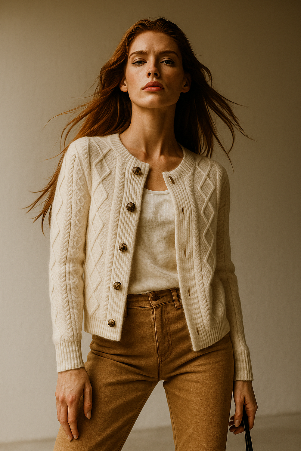 Women's Cable-Knit Cardigan, Button-Front Sweater