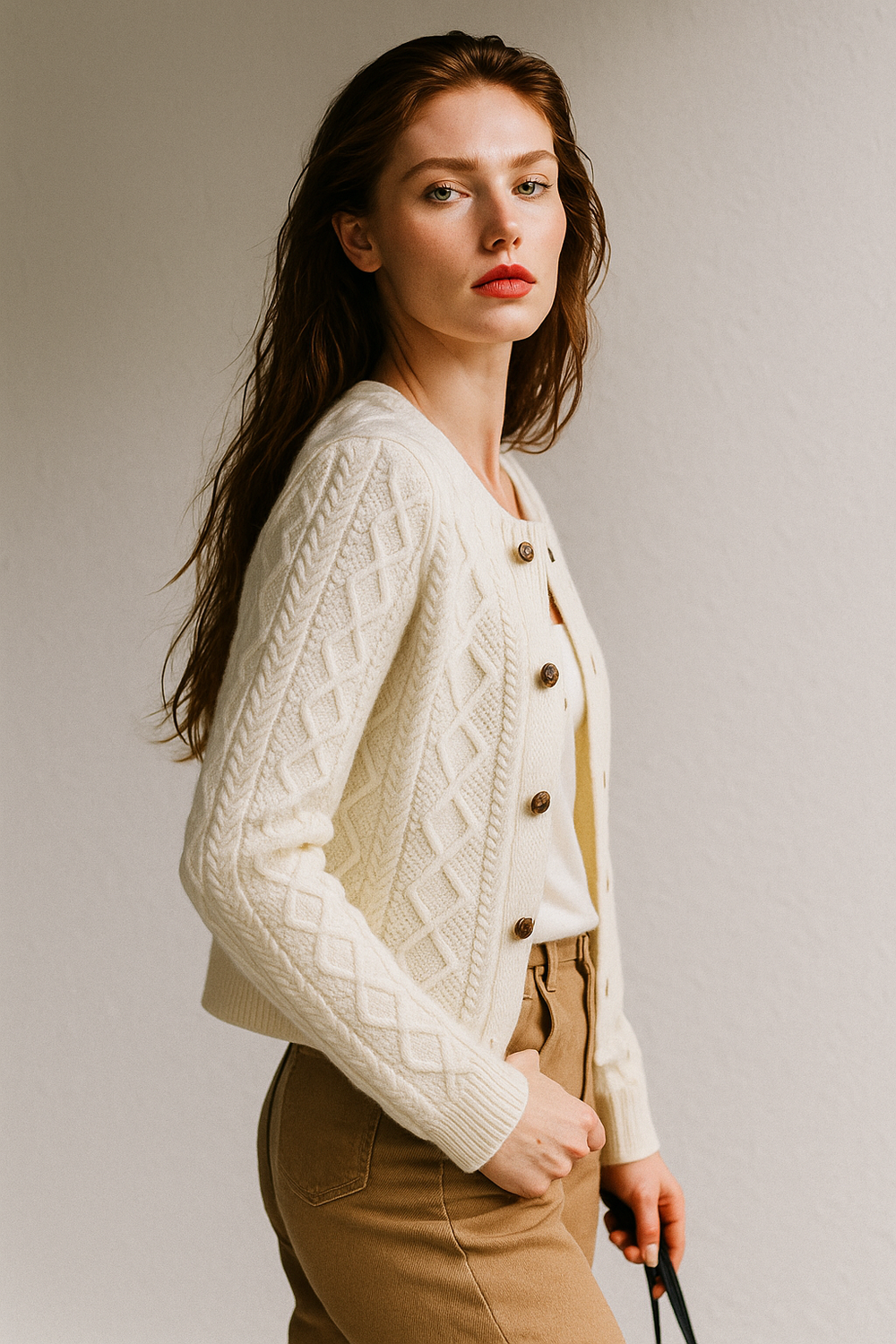 Women's Cable-Knit Cardigan, Button-Front Sweater