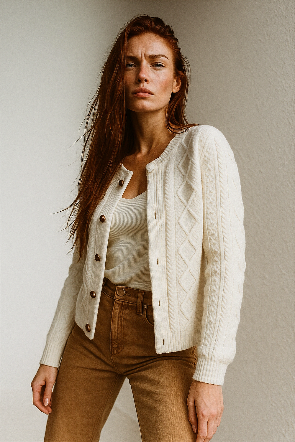 Women's Cable-Knit Cardigan, Button-Front Sweater