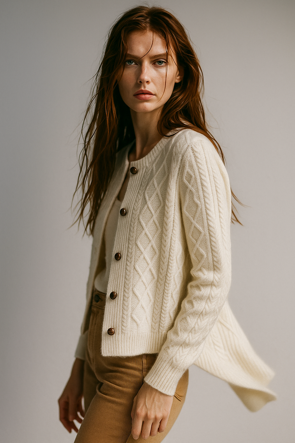 Women's Cable-Knit Cardigan, Button-Front Sweater