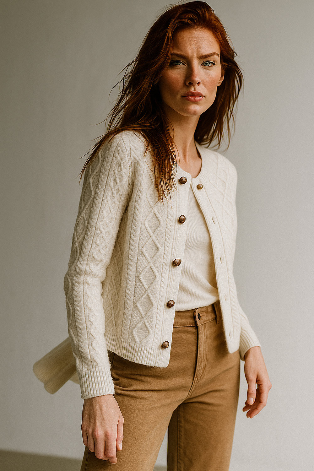 Women's Cable-Knit Cardigan, Button-Front Sweater