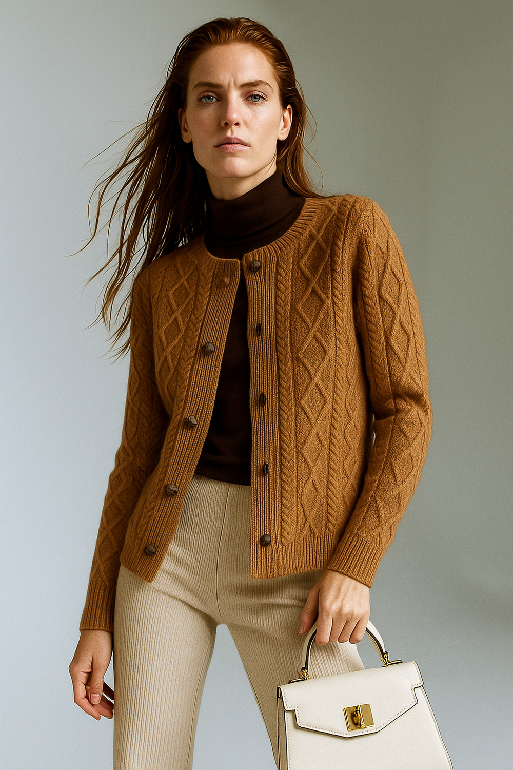 Women's Cable-Knit Cardigan, Button-Front Sweater