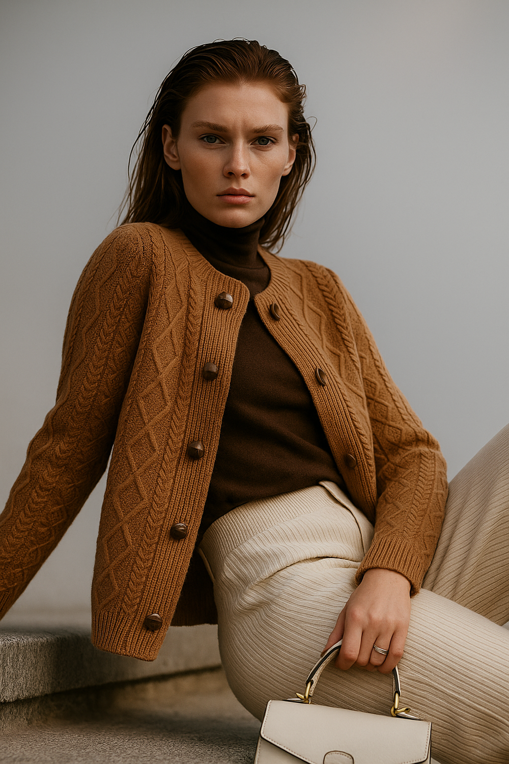 Women's Cable-Knit Cardigan, Button-Front Sweater