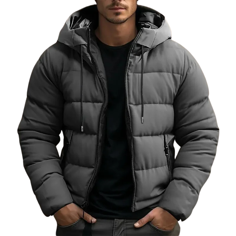 Men's Hooded Puffer Jacket, Insulated Padded Winter Coat