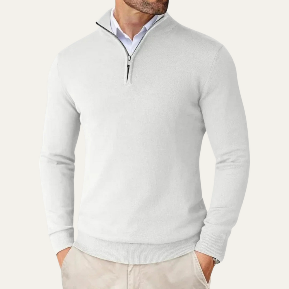 Men's Half-Zip Quarter-Zip Sweater, Ribbed Pullover