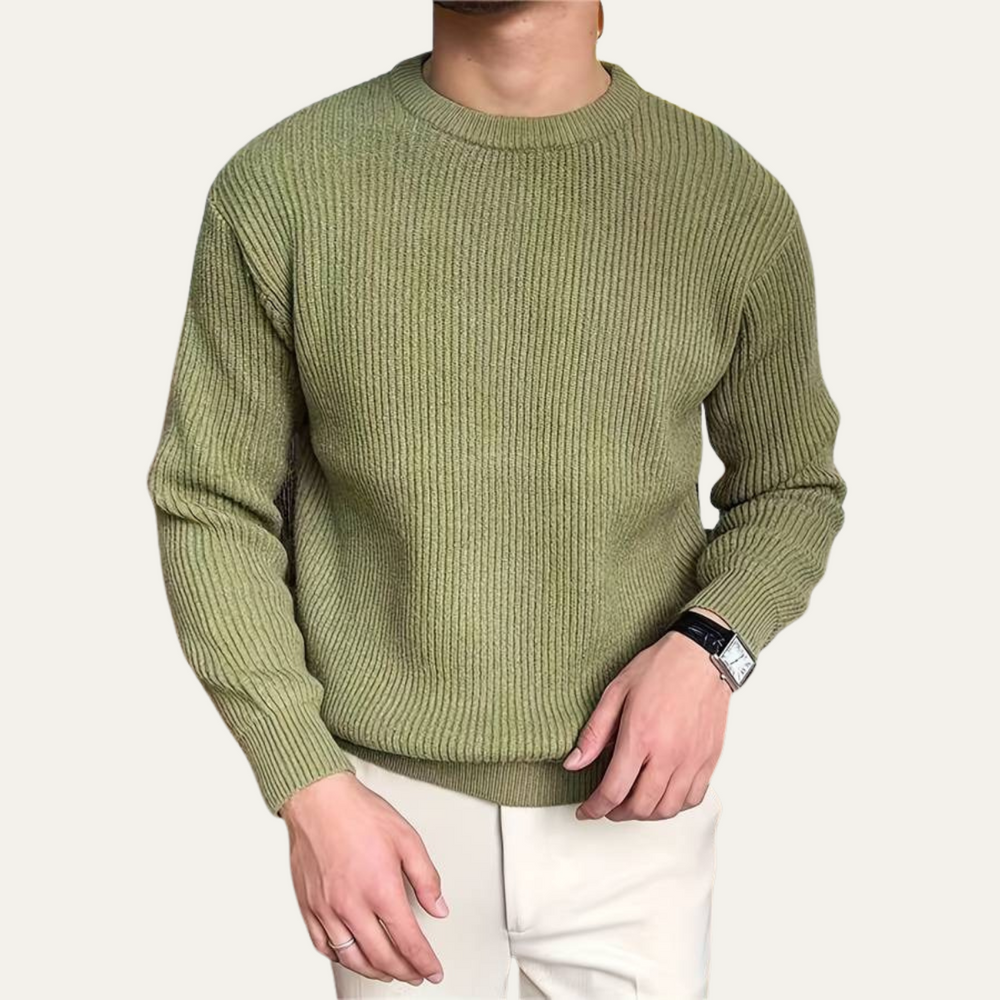 Men's Crewneck Ribbed Sweater, Knit Pullover