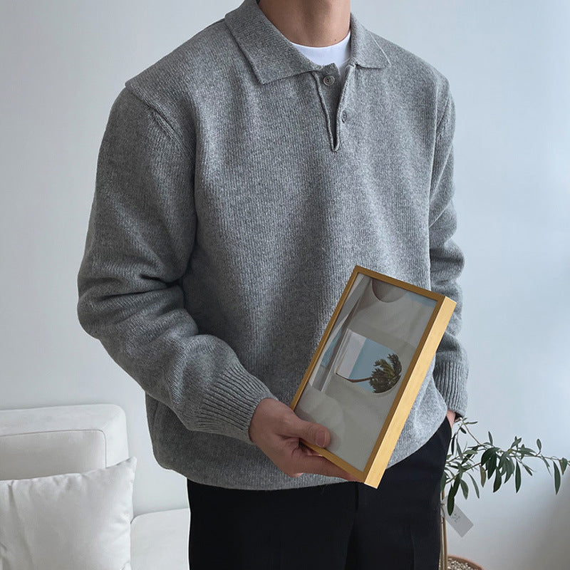 Men's Button-Front Sweater, Crewneck Pullover