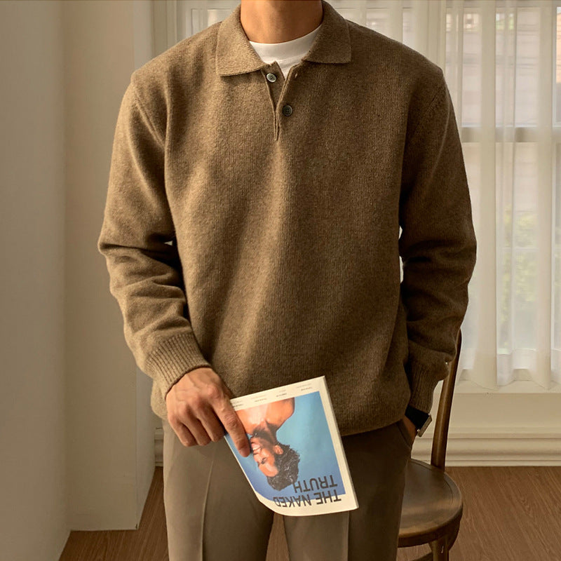 Men's Button-Front Sweater, Crewneck Pullover
