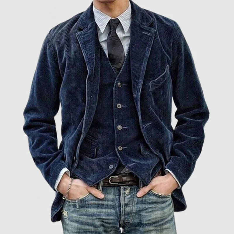 Men's Vintage Tailored Blazer, Button-Front Structured Blazer