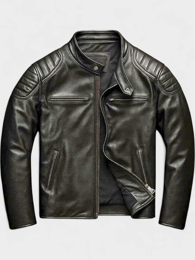 Men's Faux-Leather Zip Jacket, Moto Winter Jacket