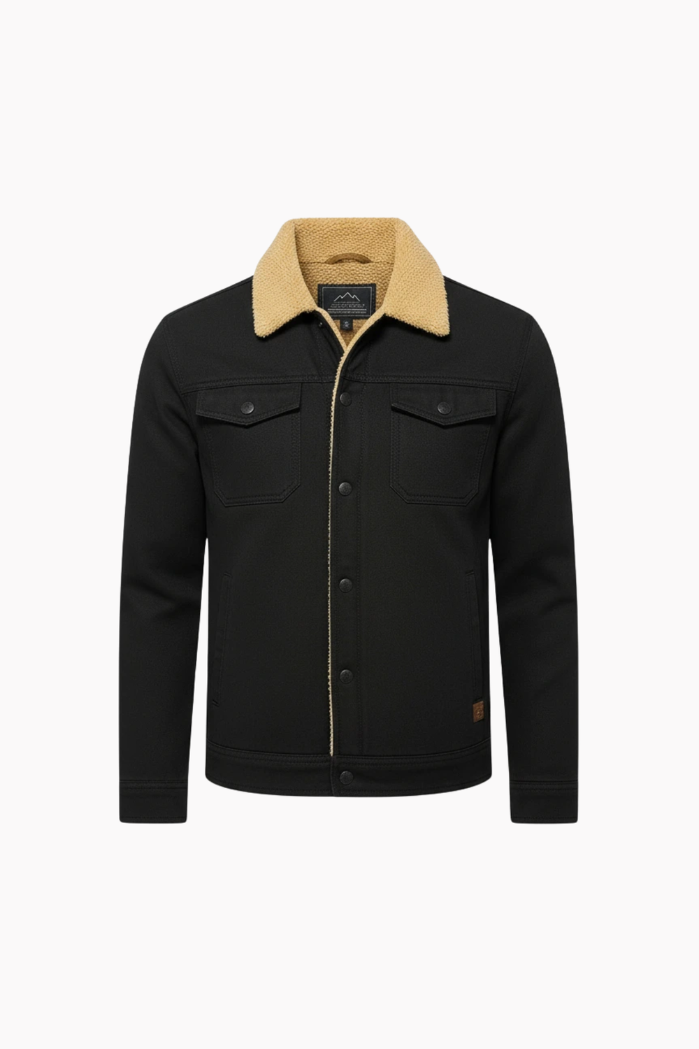 Men's Sherpa Collar Twill Trucker Jacket, Button Front Lined Winter Jacket