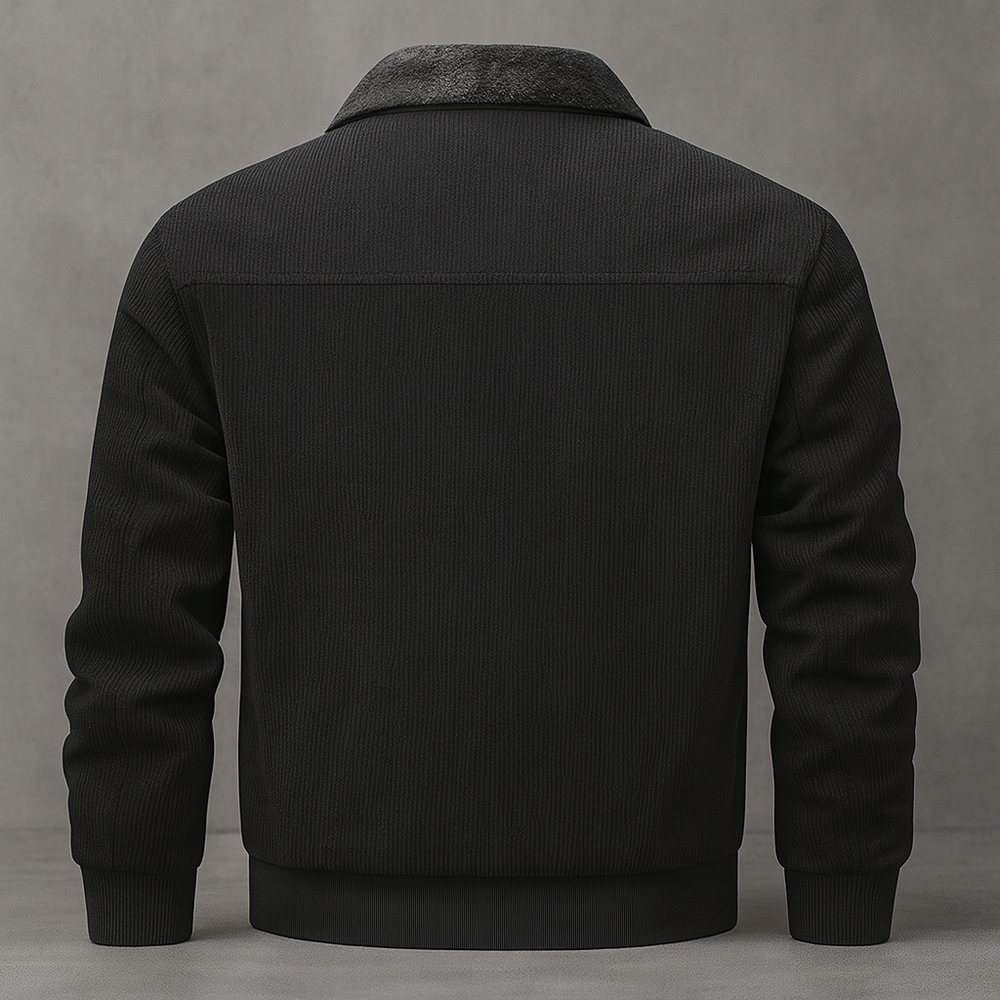 Men's Faux Fur Collar Bomber Jacket, Fleece Lined Zip Up Winter Jacket