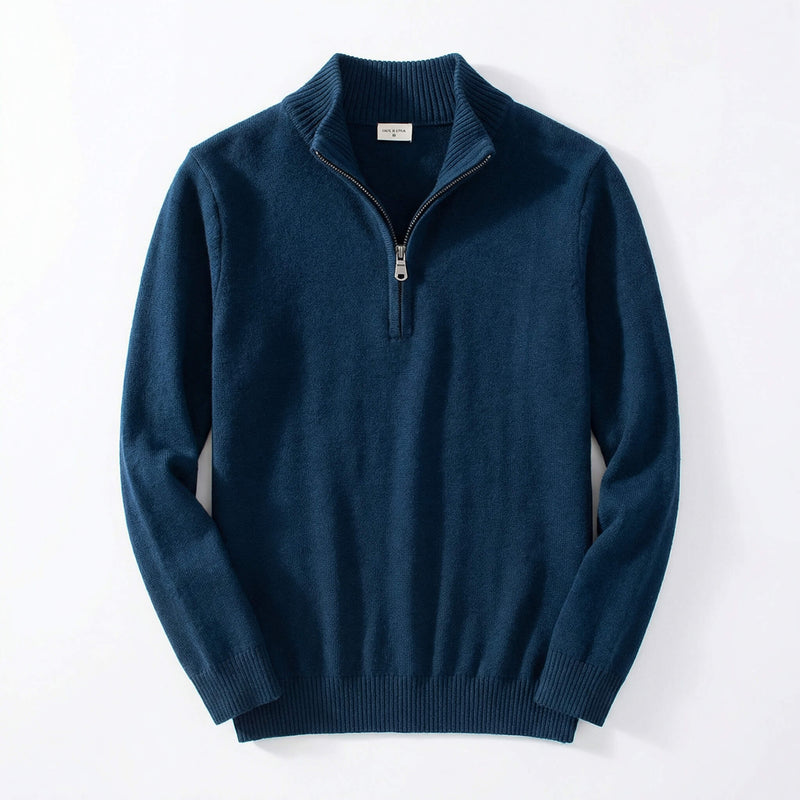 Men's Fine Knit Quarter Zip Sweater, Mock Neck Pullover