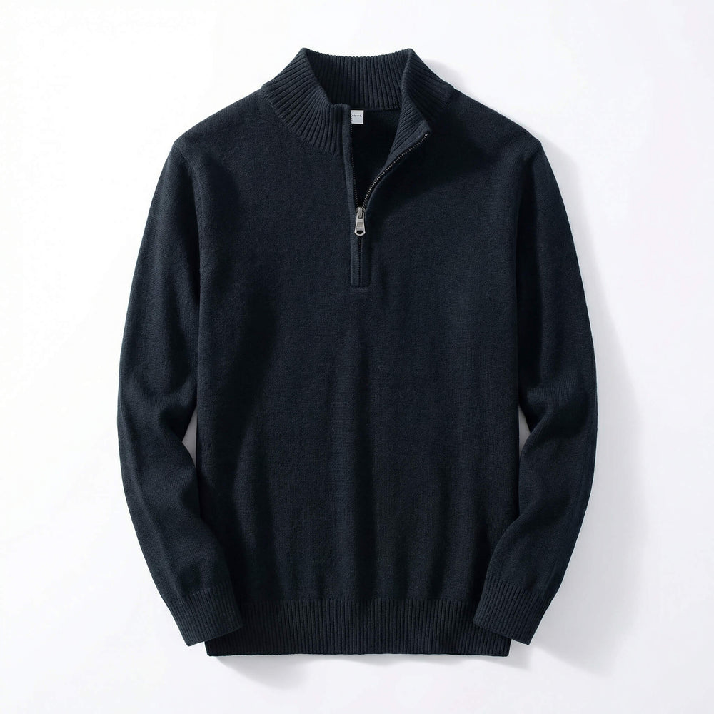 Men's Fine Knit Quarter Zip Sweater, Mock Neck Pullover
