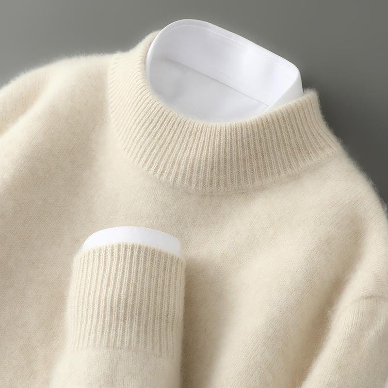 Men's Brushed Soft Knit Sweater, Mock Neck Classic Pullover