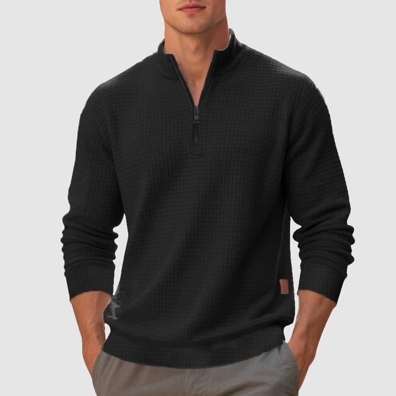 Men's Half-Zip Quarter-Zip Sweater, Ribbed Pullover