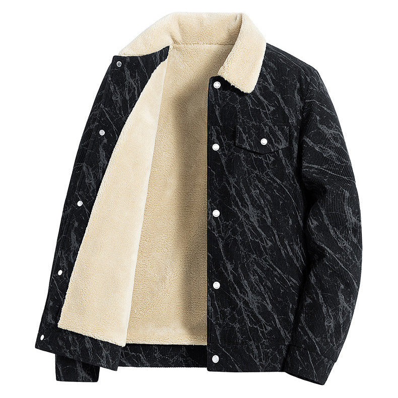 Men's Sherpa-Lined Corduroy Jacket, Button-Front Winter Jacket