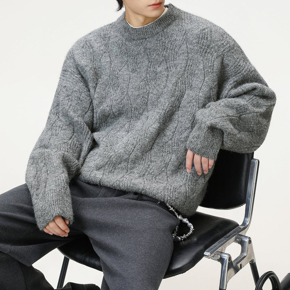 Men's Heavy Wool-Blend Sweater, Oversized Winter Pullover