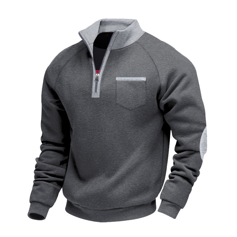 Men's Half-Zip Fleece Quarter-Zip Sweater, Winter Ribbed Pullover