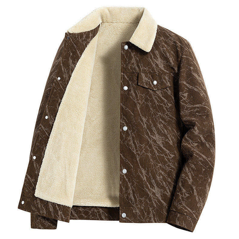 Men's Sherpa-Lined Corduroy Jacket, Button-Front Winter Jacket