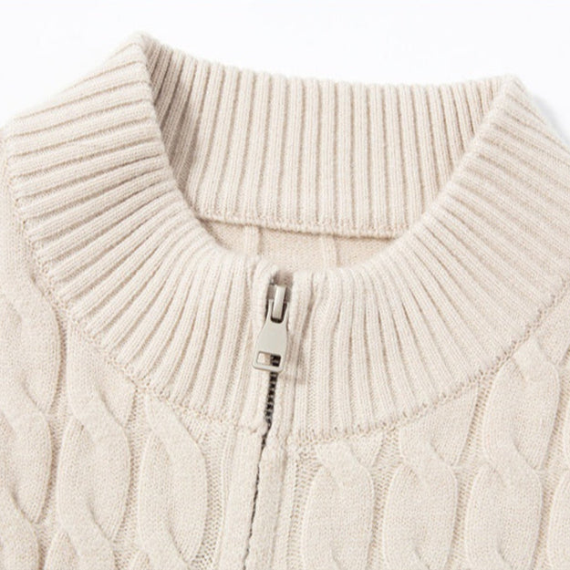 Men's Wool-Blend Zip-Up Cardigan, Oversized Winter Cardigan