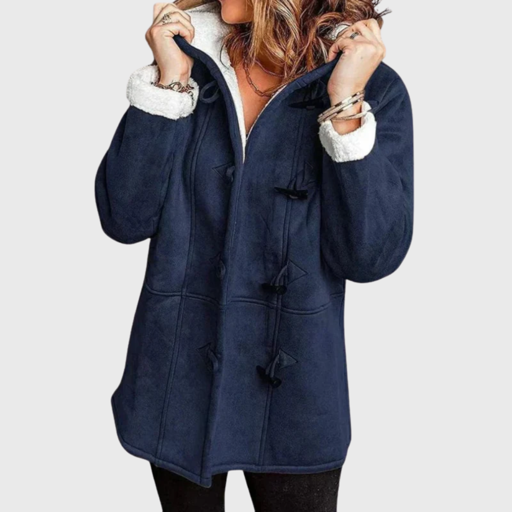 Women's Faux Suede Duffle Coat, Sherpa Lined Hood Toggle Front Winter Jacket