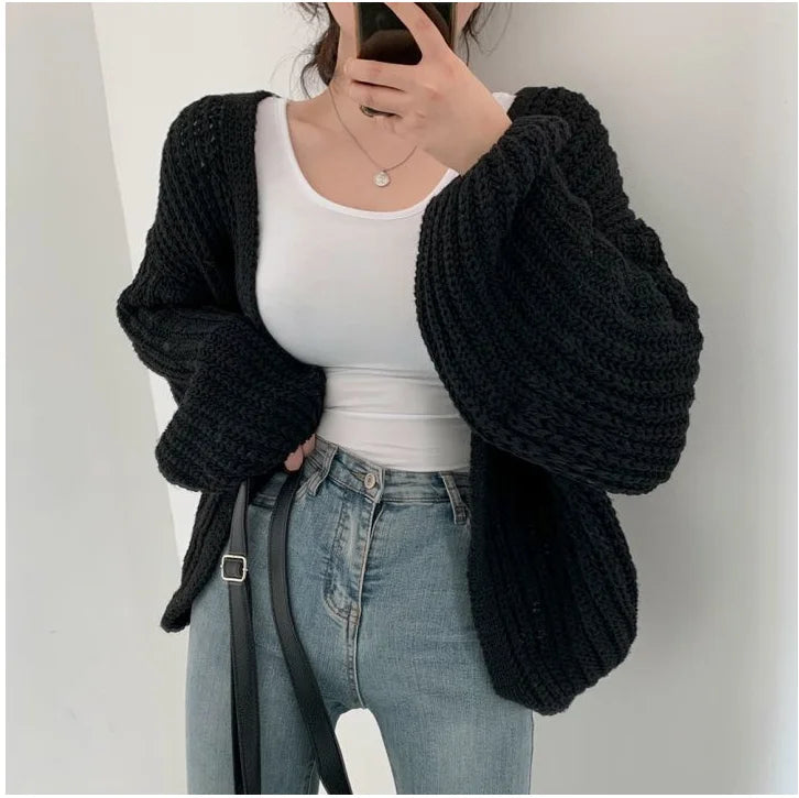 Women's Chunky Knit Cardigan, Oversized Winter Cardigan