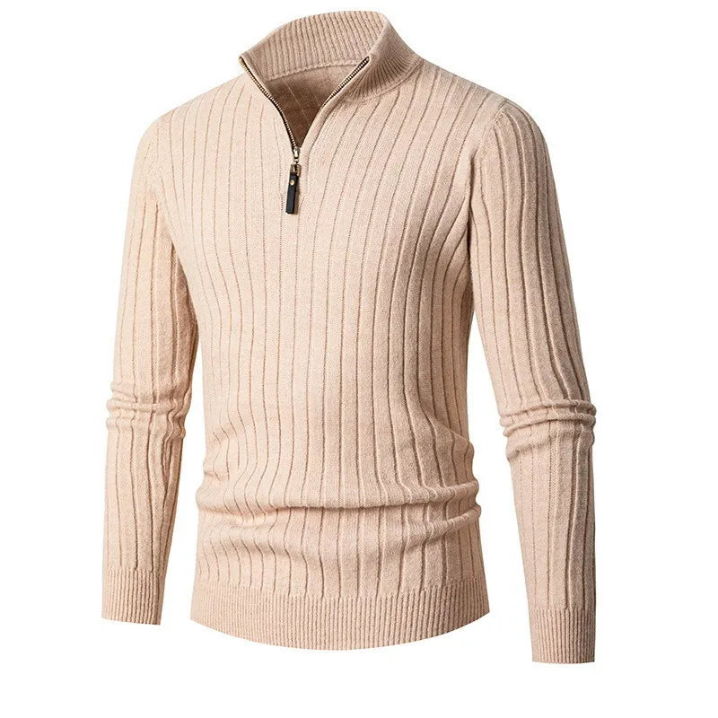 Men's Half-Zip Ribbed Quarter-Zip Sweater, Knit Ribbed Pullover