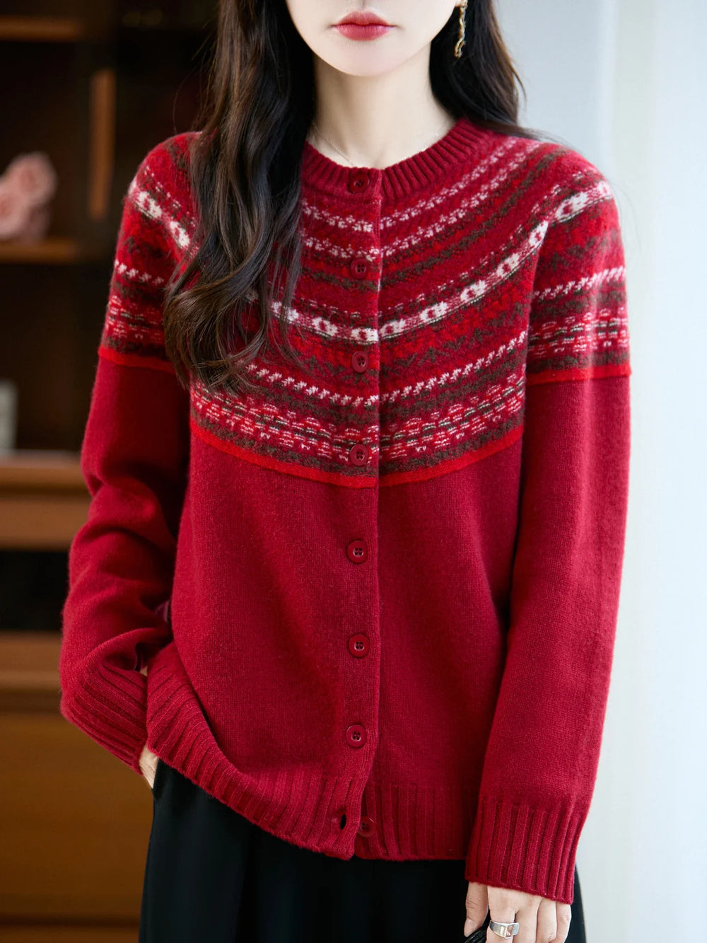 Women's Fair-Isle Cardigan, Button-Front Sweater