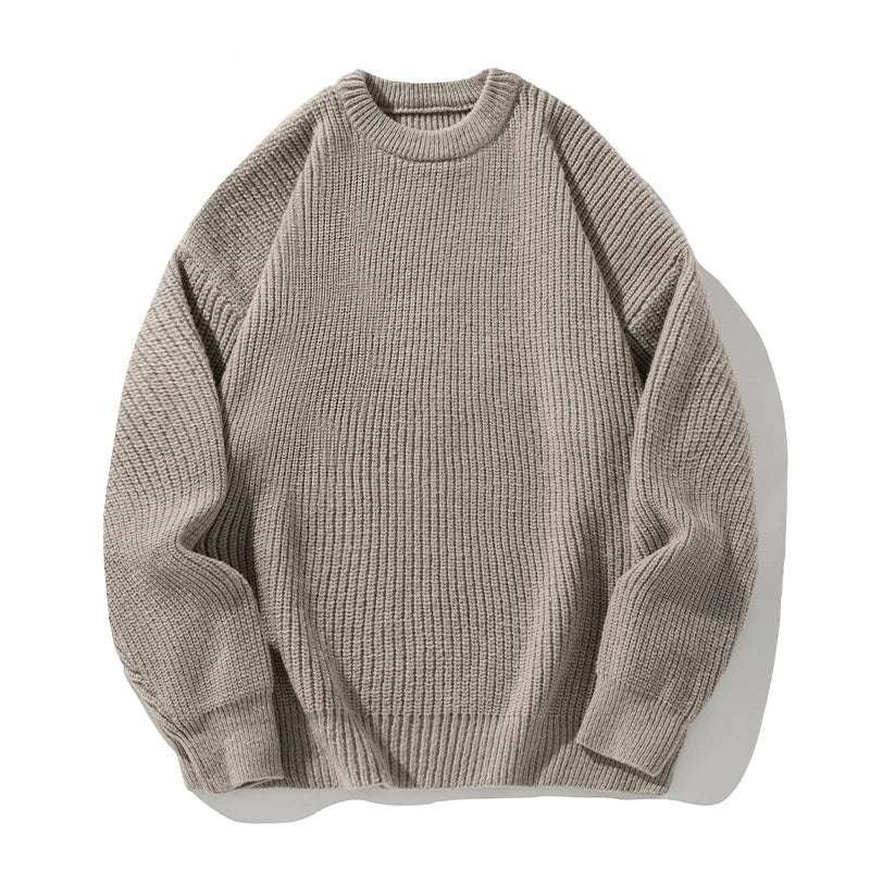 Men's Ribbed Mock-Neck Sweater, Oversized Winter Pullover