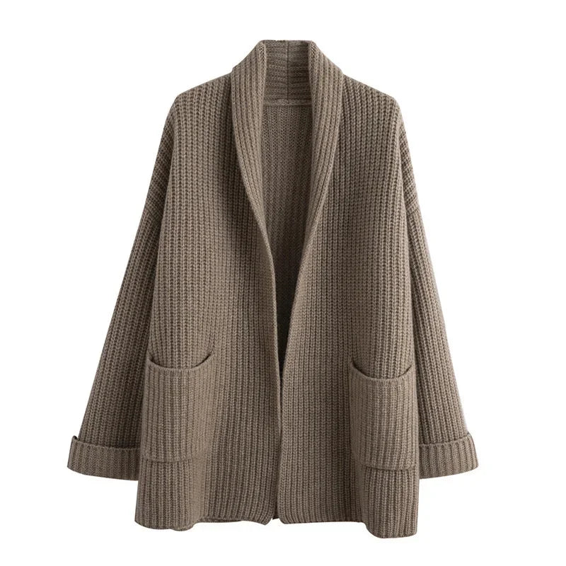 Women's Relaxed Open-Front Cardigan, Oversized Winter Cardigan