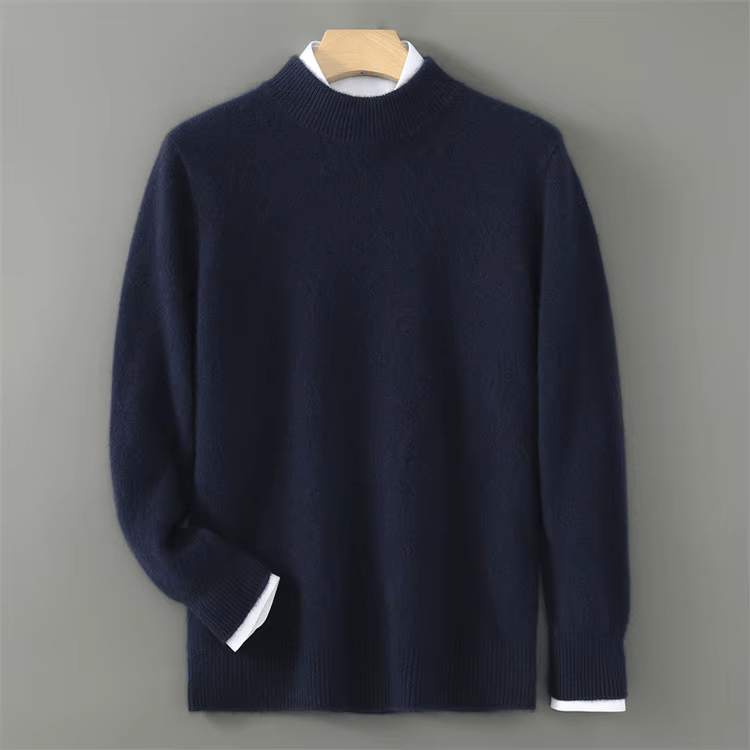 Men's Brushed Soft Knit Sweater, Mock Neck Classic Pullover
