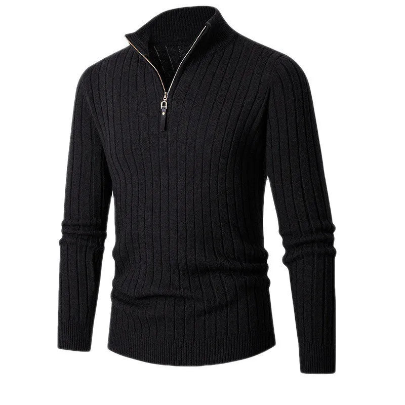 Men's Half-Zip Ribbed Quarter-Zip Sweater, Knit Ribbed Pullover