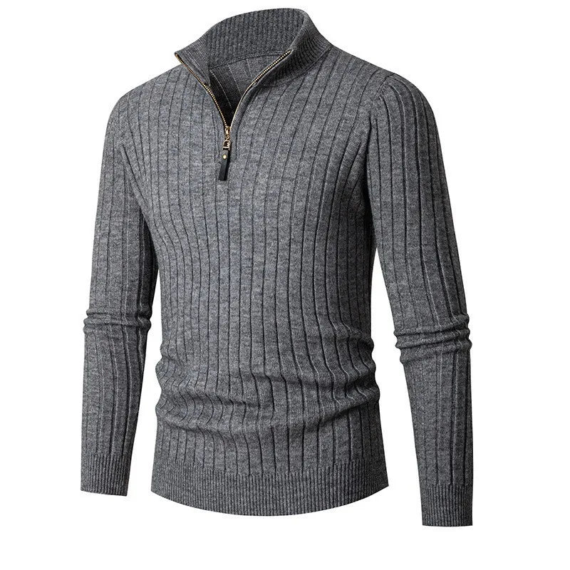 Men's Half-Zip Ribbed Quarter-Zip Sweater, Knit Ribbed Pullover