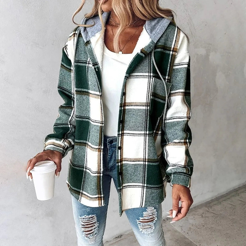 Women's Checked Knit Cardigan, Lined Winter Cardigan
