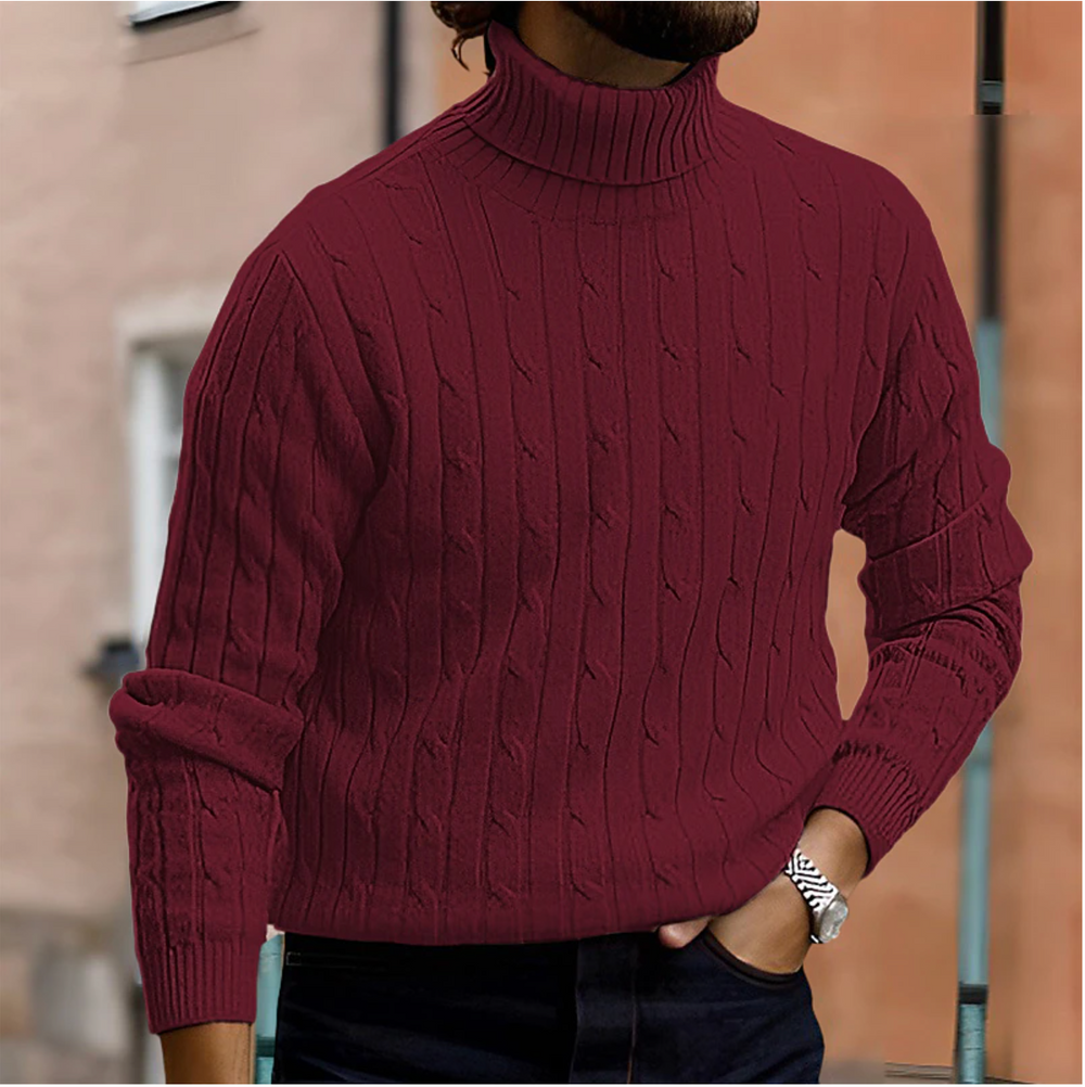 Men's Cable-Knit Sweater, Turtleneck Pullover