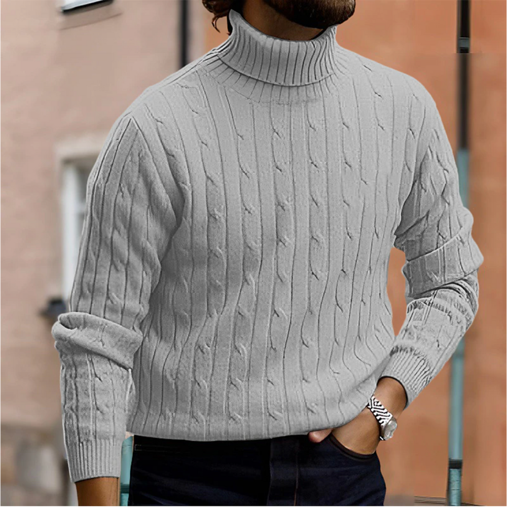 Men's Cable-Knit Sweater, Turtleneck Pullover