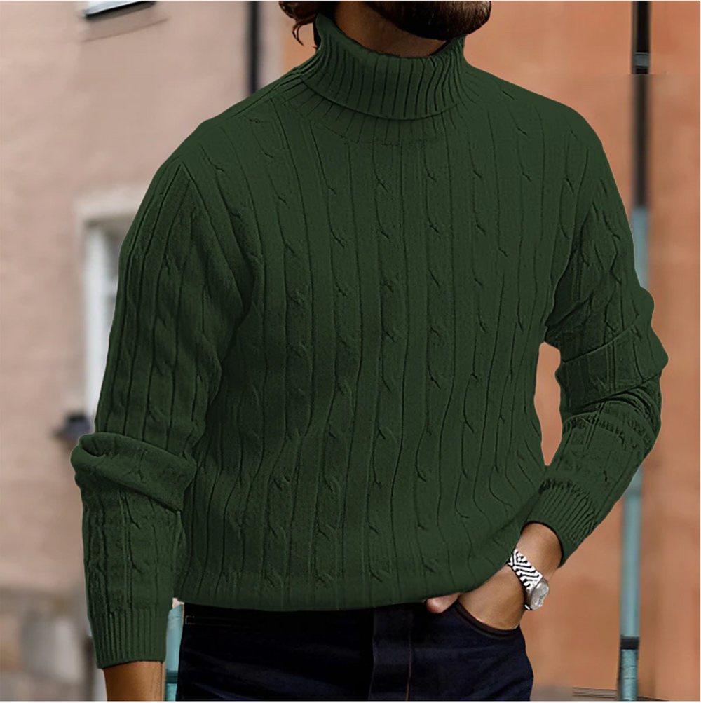 Men's Cable-Knit Sweater, Turtleneck Pullover