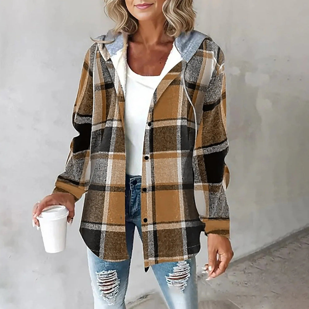 Women's Checked Knit Cardigan, Lined Winter Cardigan
