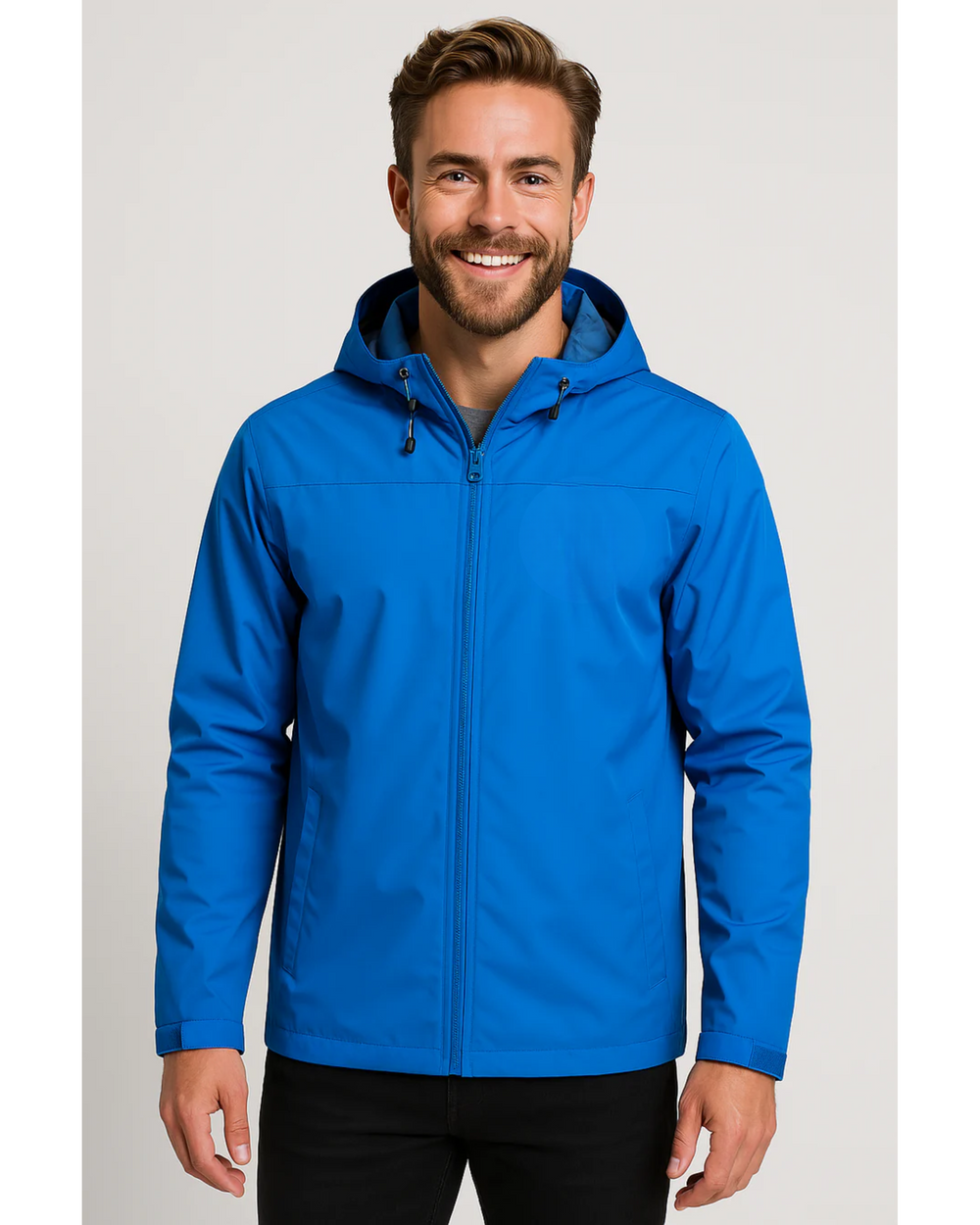 Men's Lightweight Hooded Shell Jacket, Zip Up Drawcord Hood Windbreaker