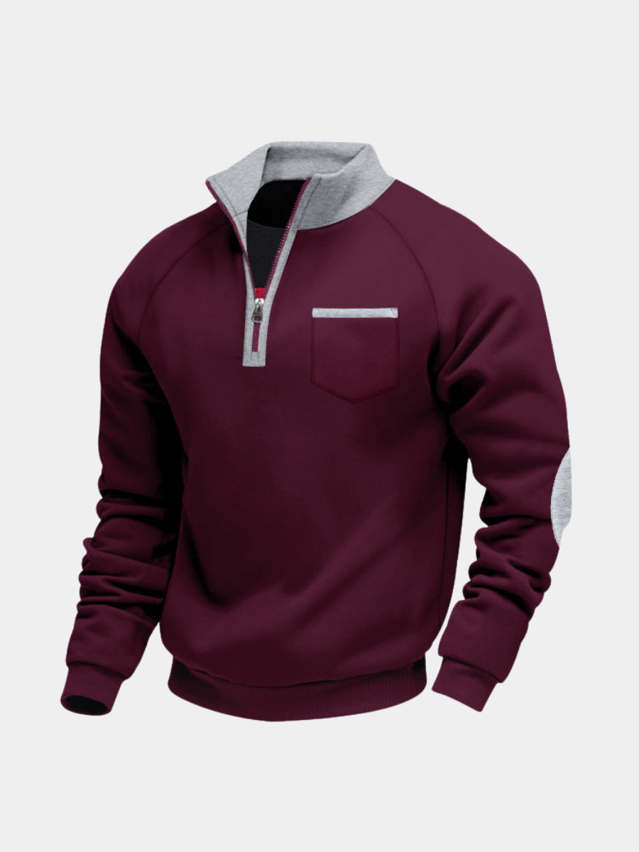 Men's Half-Zip Fleece Quarter-Zip Sweater, Winter Ribbed Pullover