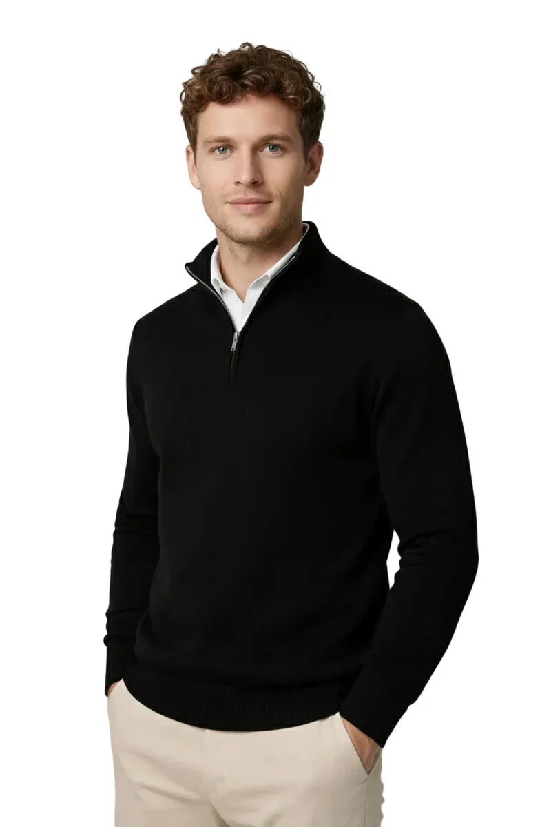 Men's Lightweight Quarter Zip Sweater, Fine Knit Mock Neck Layering Pullover
