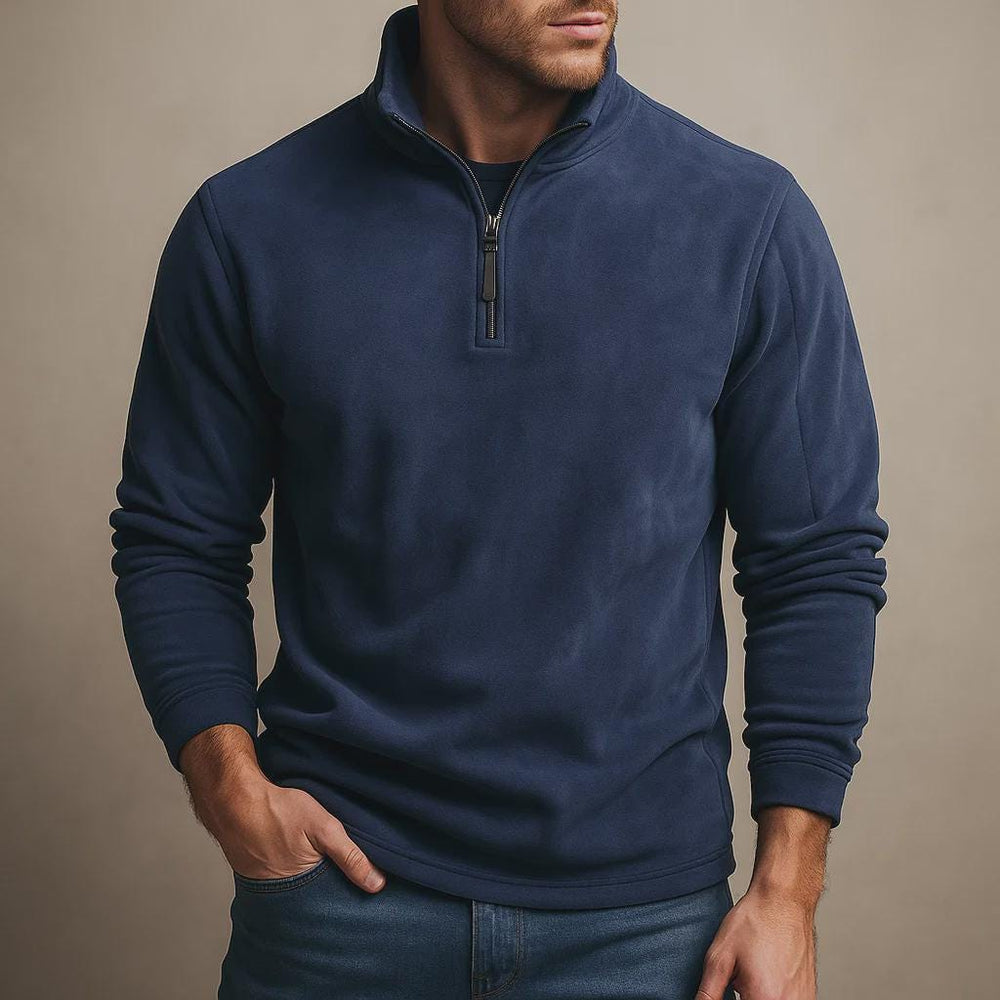 Men's Quarter-Zip Knit Jumper, Long-Sleeve Winter Pullover