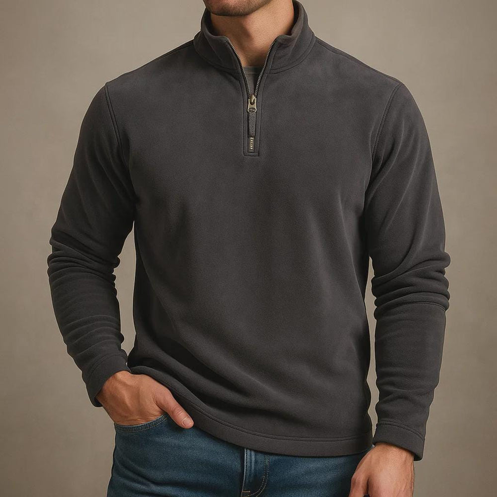 Men's Quarter-Zip Knit Jumper, Long-Sleeve Winter Pullover