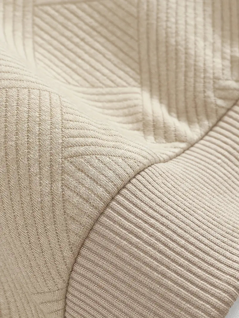 Men's Textured Geometric Quarter Zip Pullover, Polo Collar Sweater